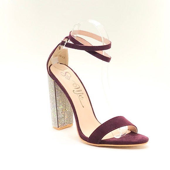 Wine Rhinestone Heels - Picture 2 of 4